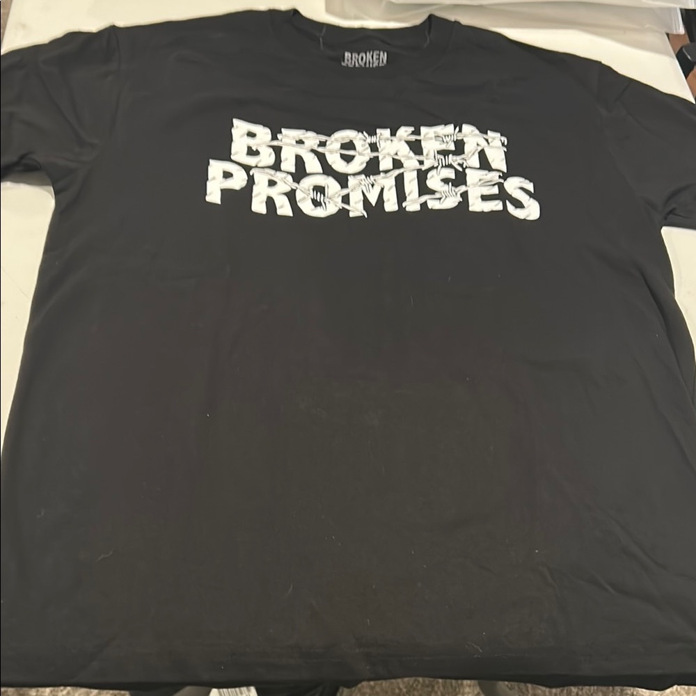 Bold Black Short Sleeve Tee with Distorted Text
